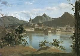 Corot: 'Lake Como and the town', oil painting of Corot, 1834