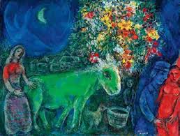 Marc Chagall: 'L'ane vert / The green donkey', oil painting on canvas, 1969 - 1973 Marc Chagall: 'L'ane vert', oil painting on canvas