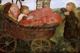 Paula Modersohn: 'The Pram’; painting, Worpswede 1914 Paula Modersohn: 'The Pram’; painting, Worpswede, 1914