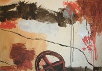 abstract painting on paper for sale - Ben Vollers